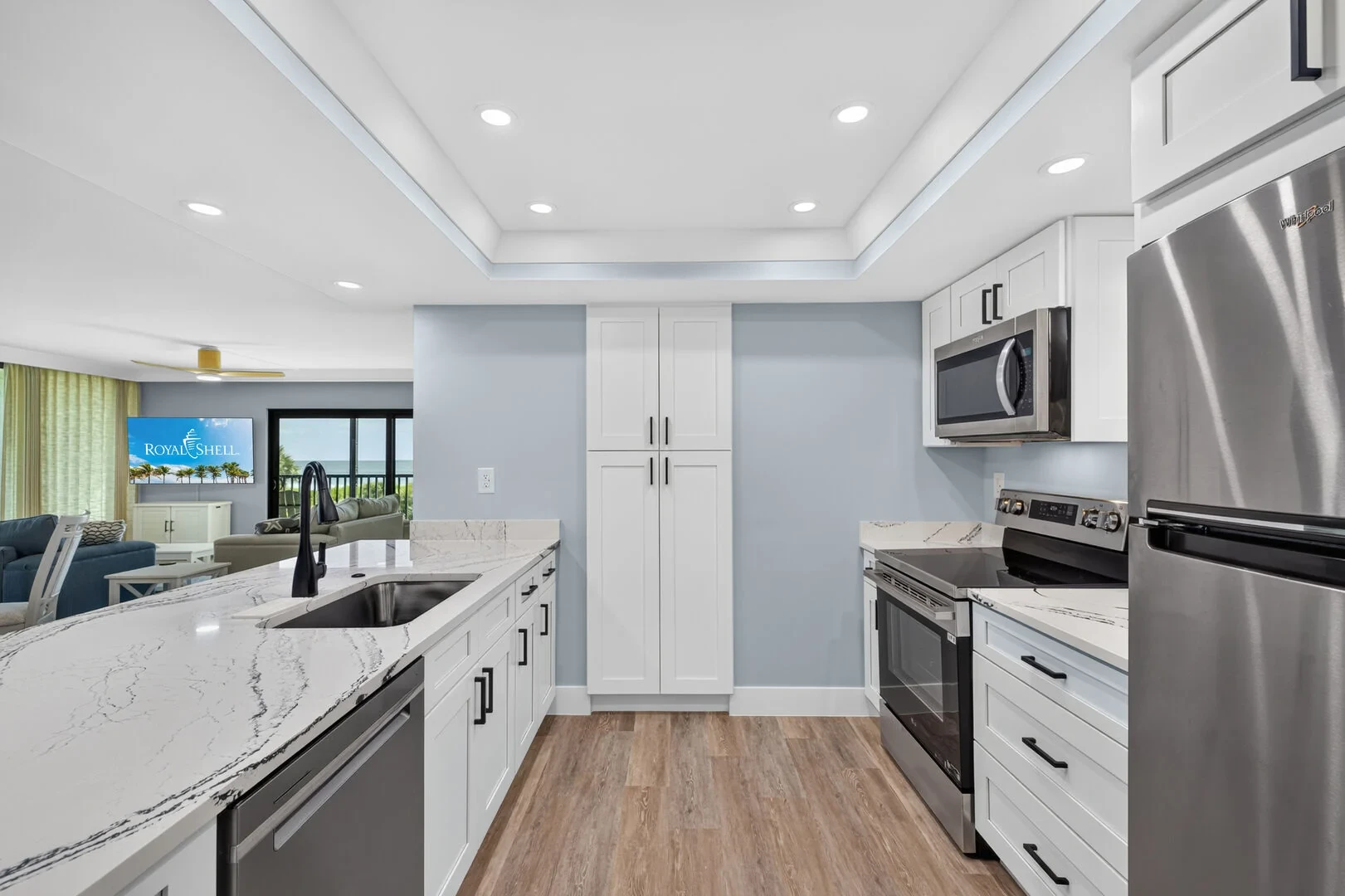 Luxury kitchen with stainless steel appliances
